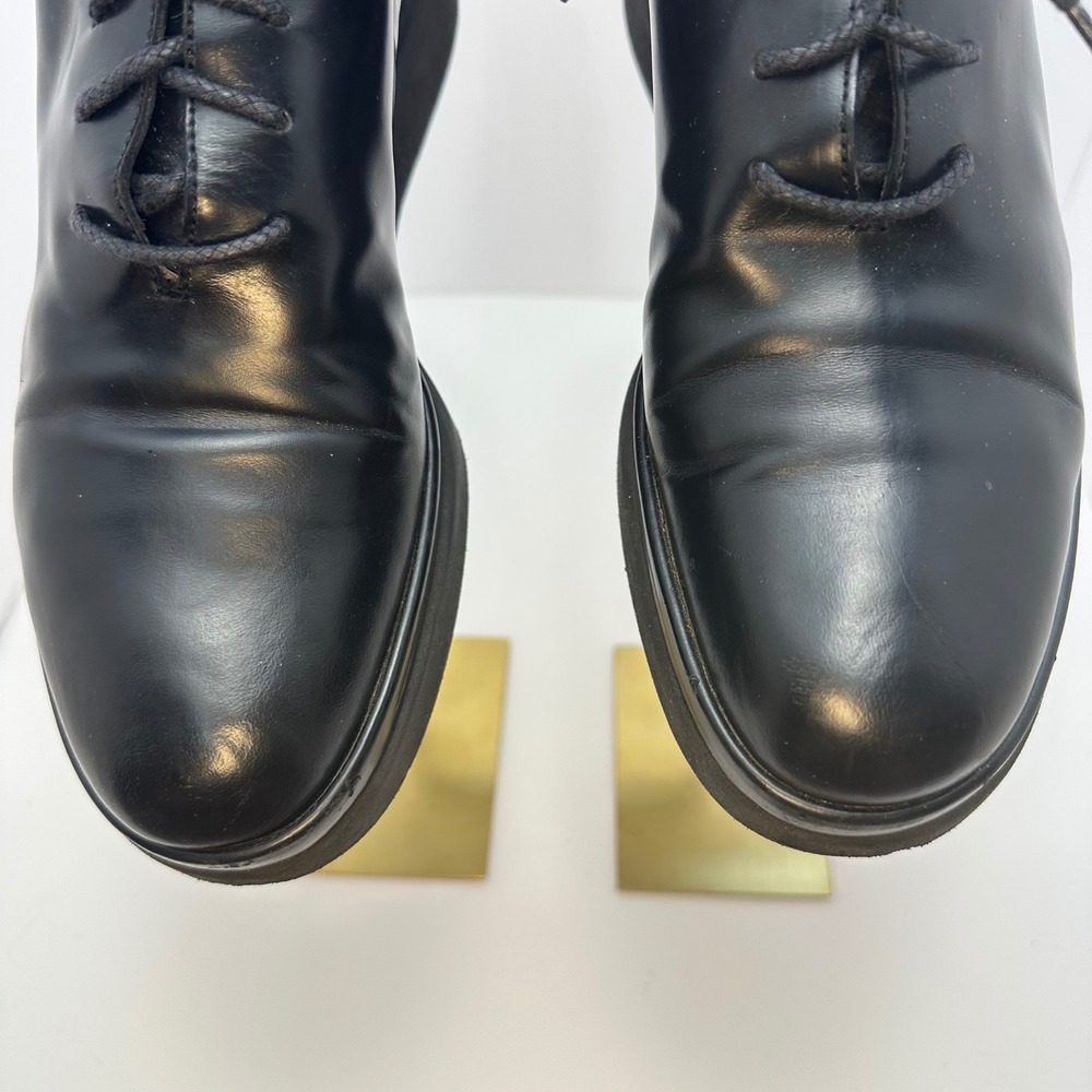Sergio Rossi Black Leather Platform Oxfords Lace Up Shoes Italy Size 38.5 - Picture 4 of 15